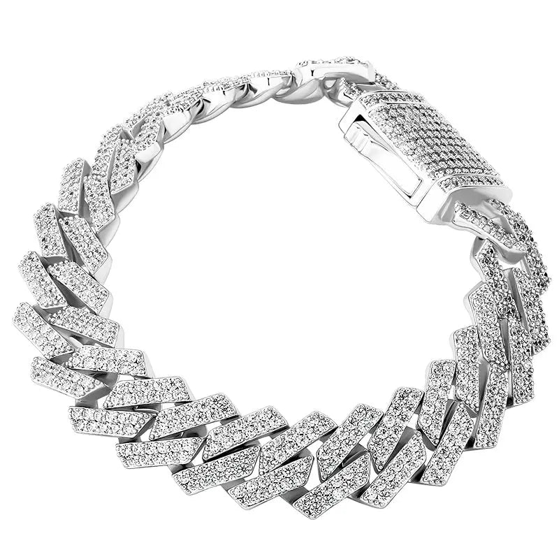 14mm Diamond Prong Cuban Bracelet in White Gold 922.9cm  The Icetruck