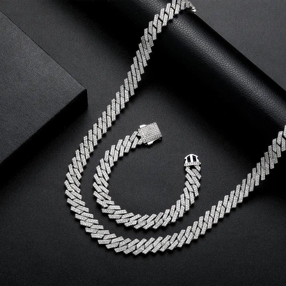 14mm Diamond Prong Cuban Bracelet in White Gold   The Icetruck