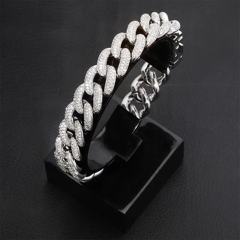 14mm Iced Cuban Link Bracelet in Yellow Gold | - The Icetruck