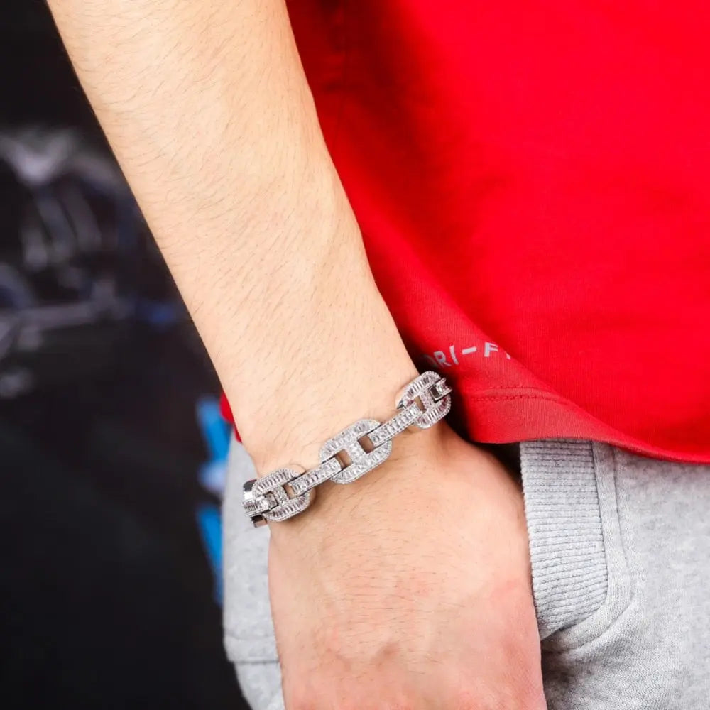14mm Baguette Mariner Bracelet in Yellow Gold | - The Icetruck