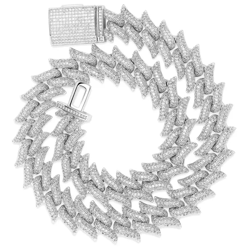 16mm Spiked Diamond Cuban Chain in White Gold 2255.9cm  The Icetruck