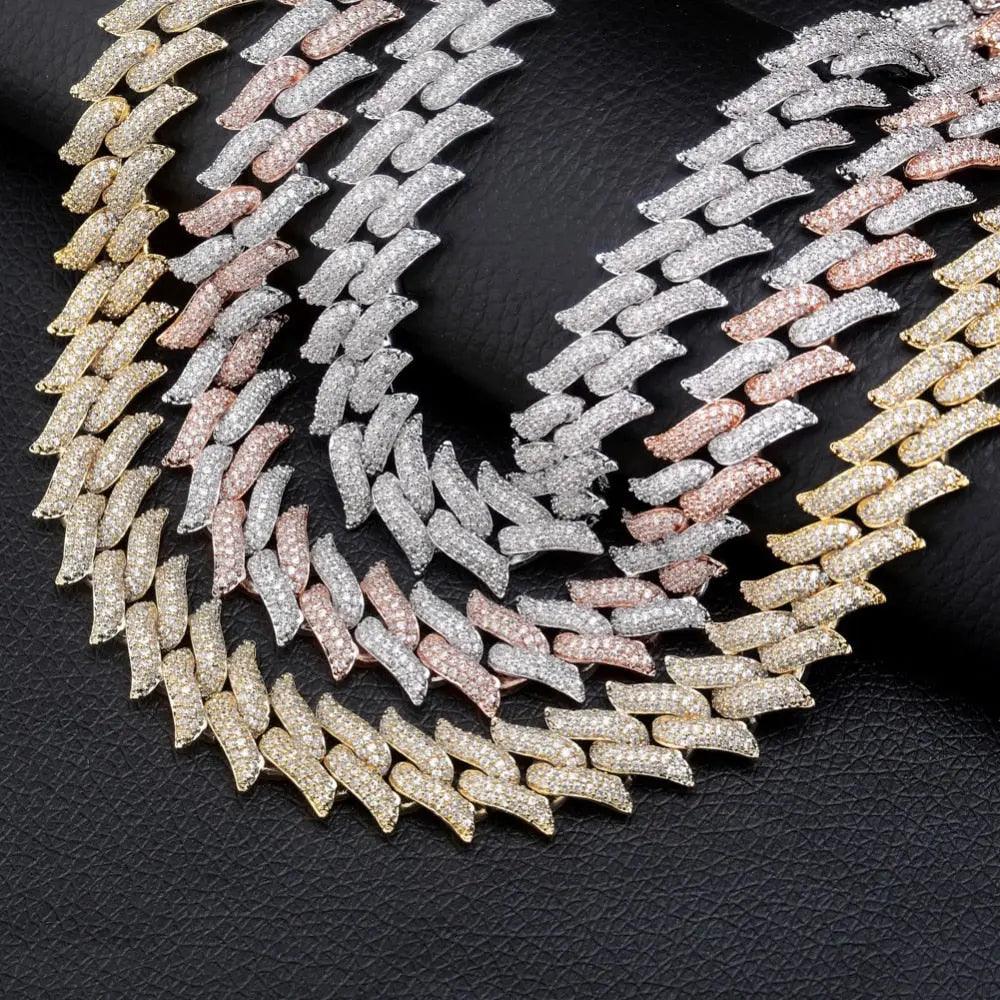 16mm Spiked Diamond Cuban Chain in White Gold | - The Icetruck