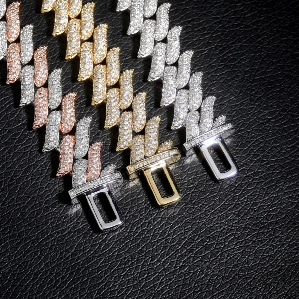 16mm Spiked Diamond Cuban Chain in White Gold | - The Icetruck