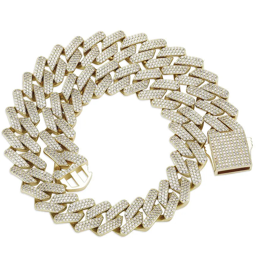 20mm Diamond Prong Link Chain in Yellow Gold 2255.9cm  The Icetruck