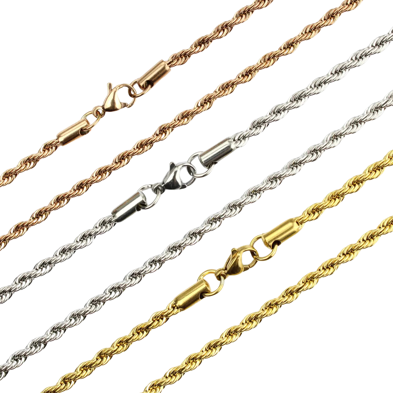 3mm Classic Rope Chain in White Gold