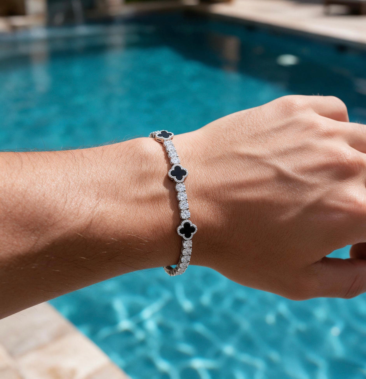 Moissanite Black Clover Tennis Bracelet - 925 Silver