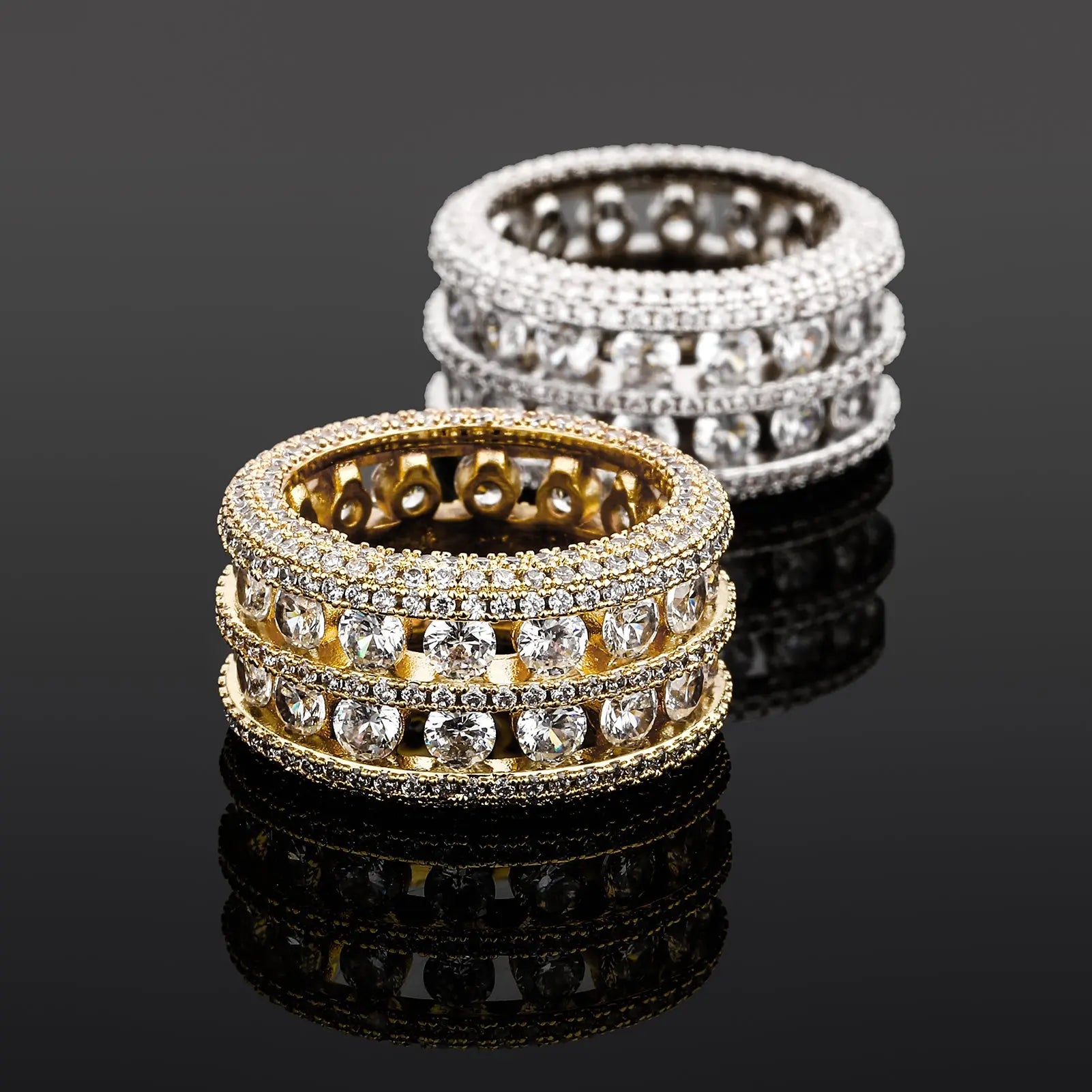 5 Row Diamond Band Ring in White Gold   The Icetruck