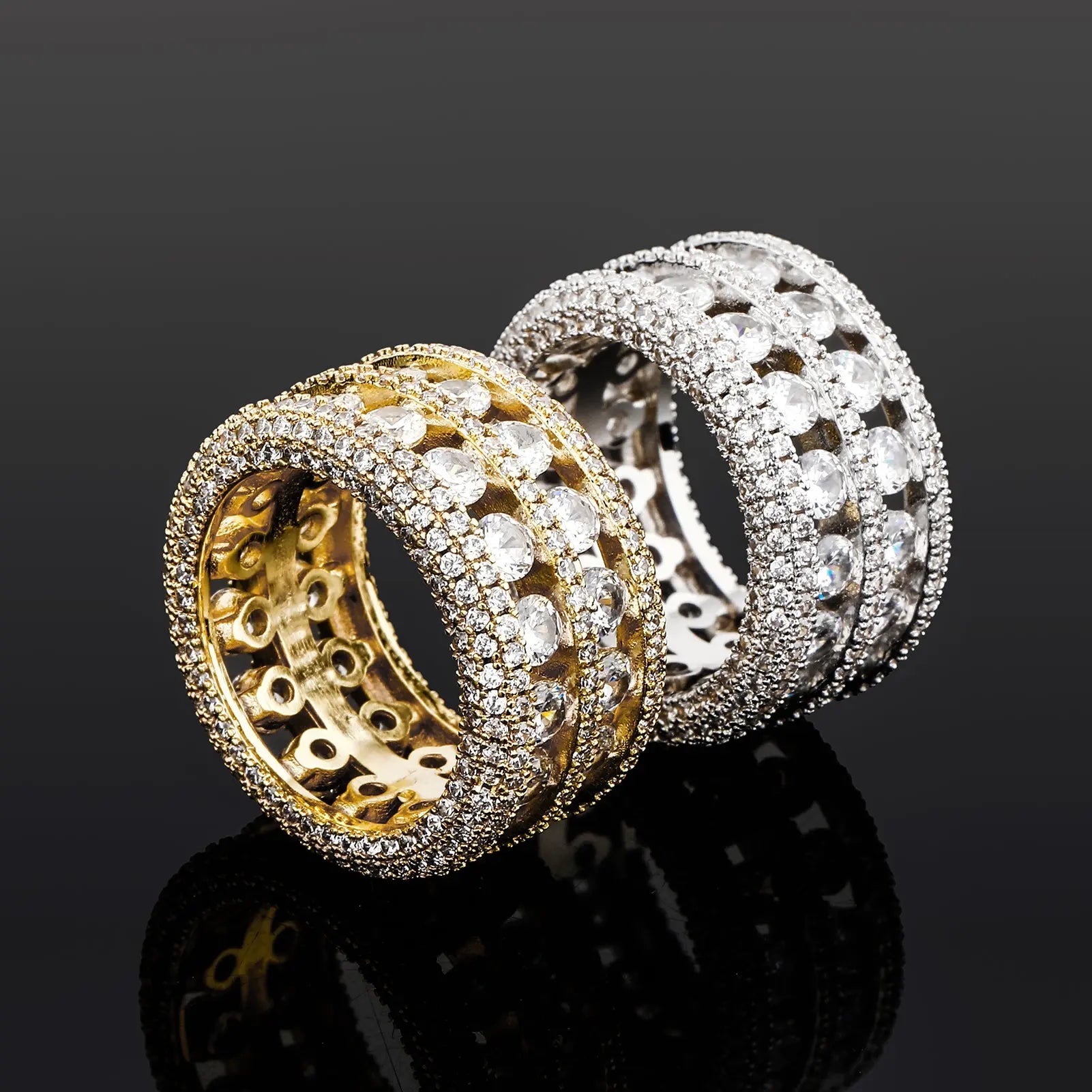 5 Row Diamond Band Ring in Yellow Gold   The Icetruck
