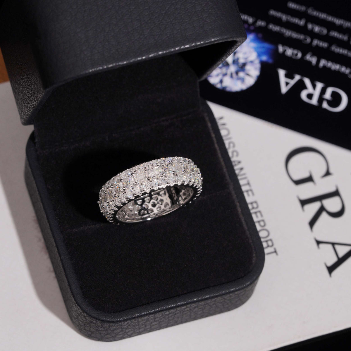 8mm Moissanite Asscher Cut Eternity Ring - 925 Silver