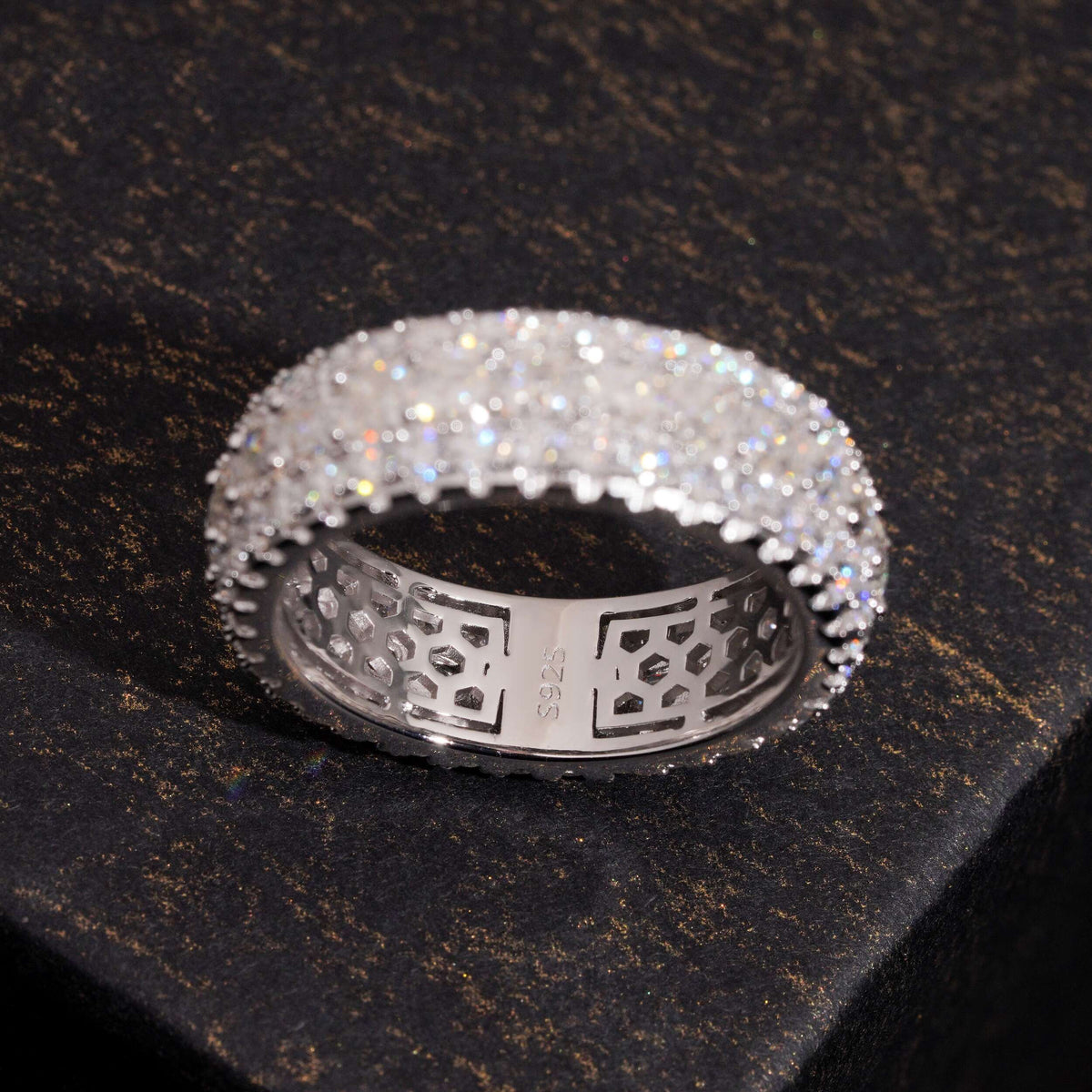8mm Moissanite Asscher Cut Eternity Ring - 925 Silver