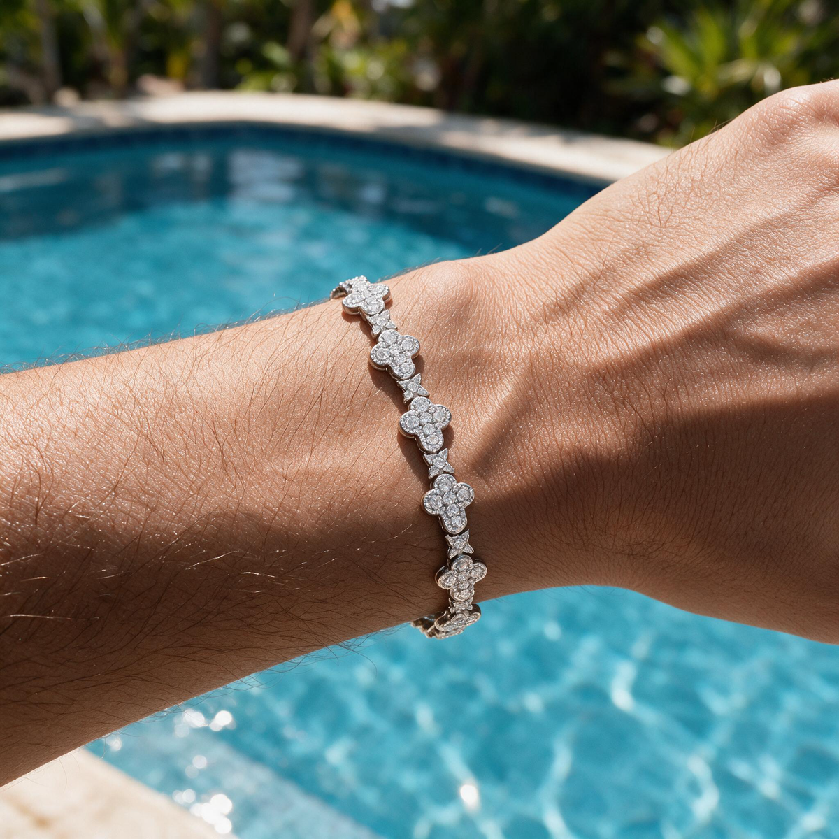 Moissanite Stellar Cross Bracelet - 925 Silver