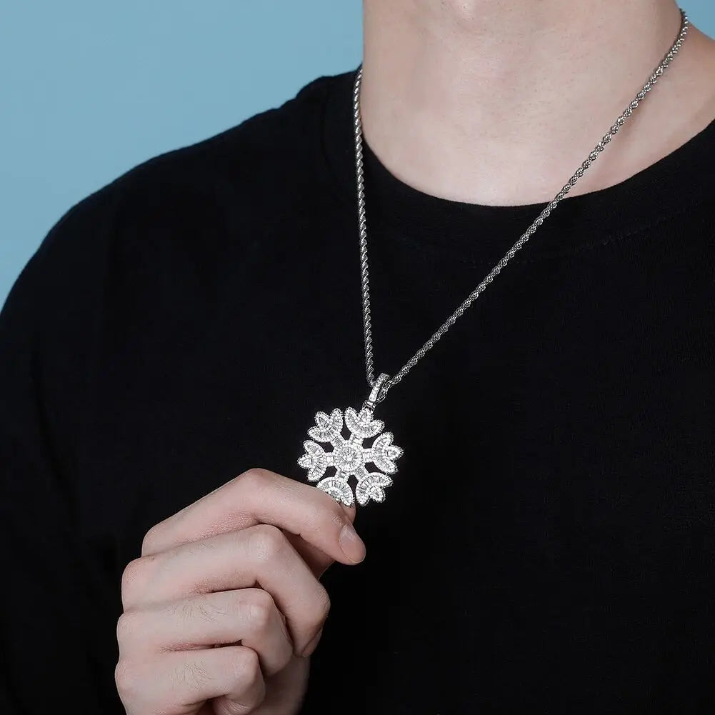 Baguette Diamond Snowflake Pendant | - The Icetruck