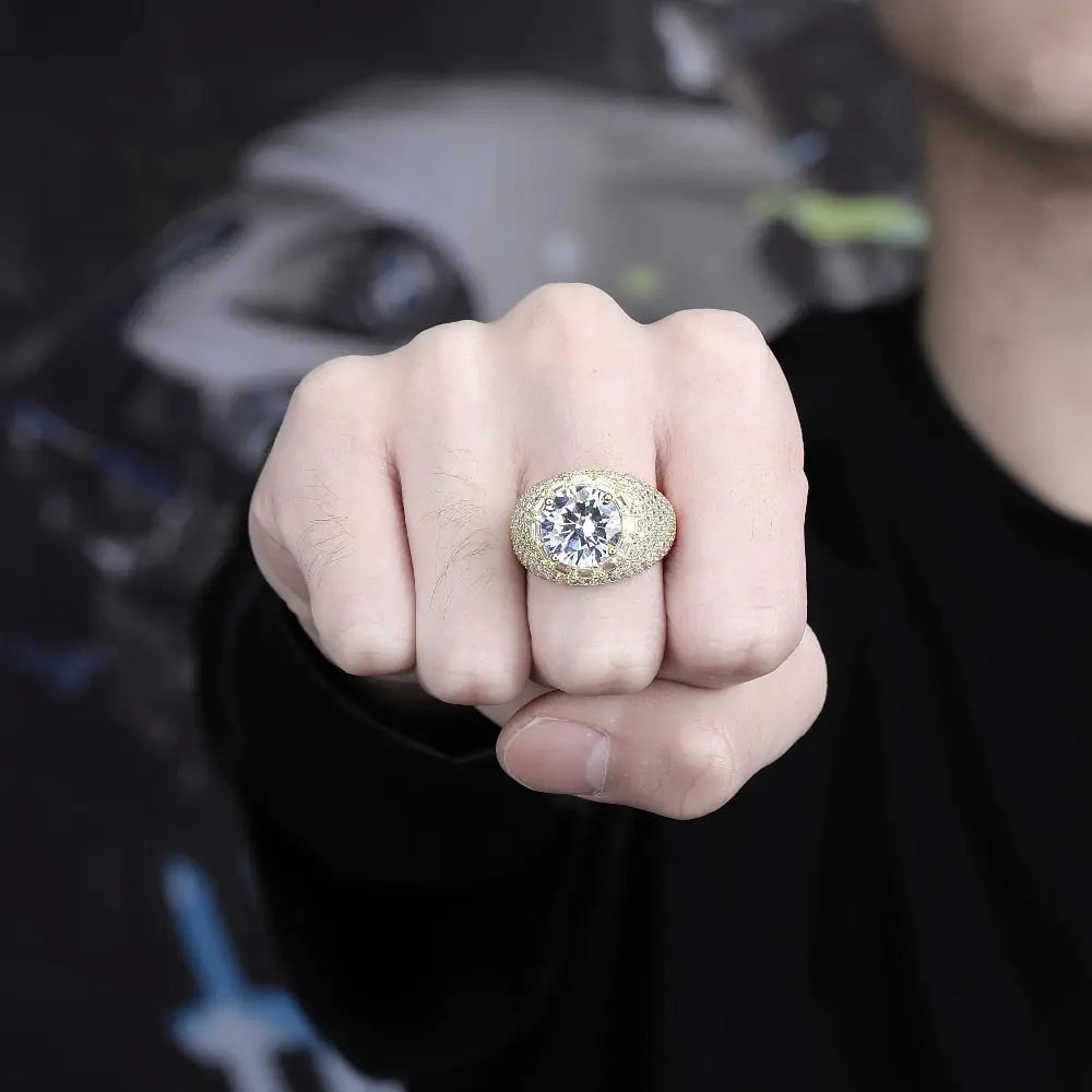 Clustered Diamond Band Ring in Yellow Gold | - The Icetruck