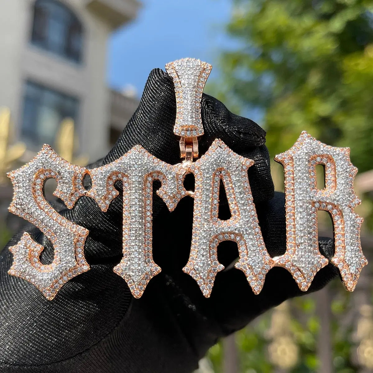 Custom 2-Tone Trap Font Pendant | 1-Letter / 14k White Gold Plated - The Icetruck
