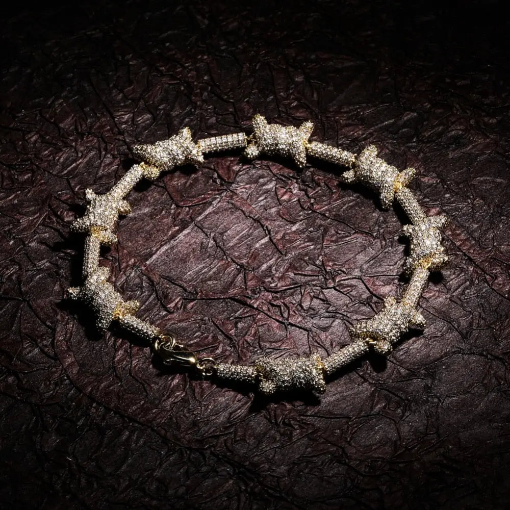 Diamond Barb Wire Bracelet in White Gold | - The Icetruck