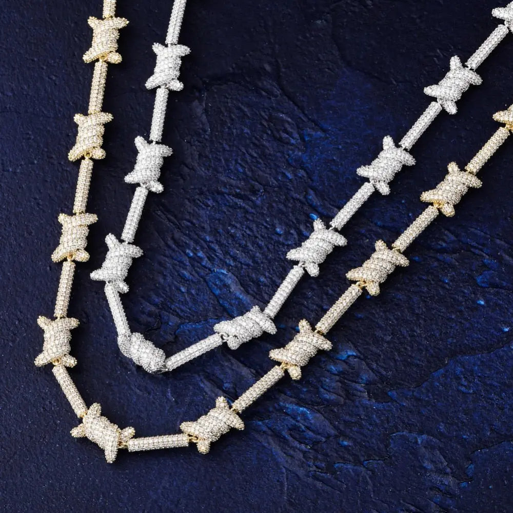 Diamond Barb Wire Necklace in Yellow Gold | - The Icetruck