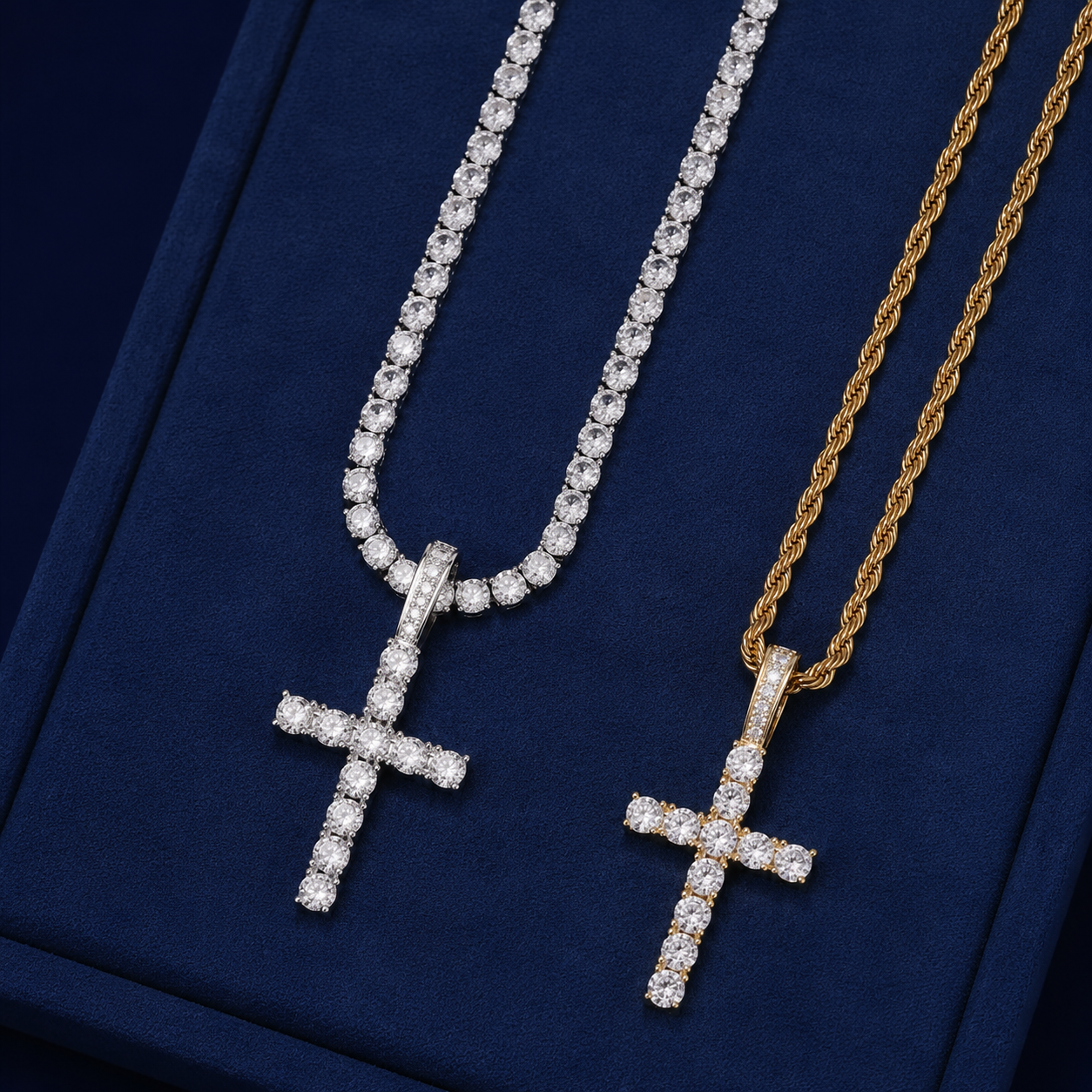 Iced Tennis Cross Pendant - 925 Silver