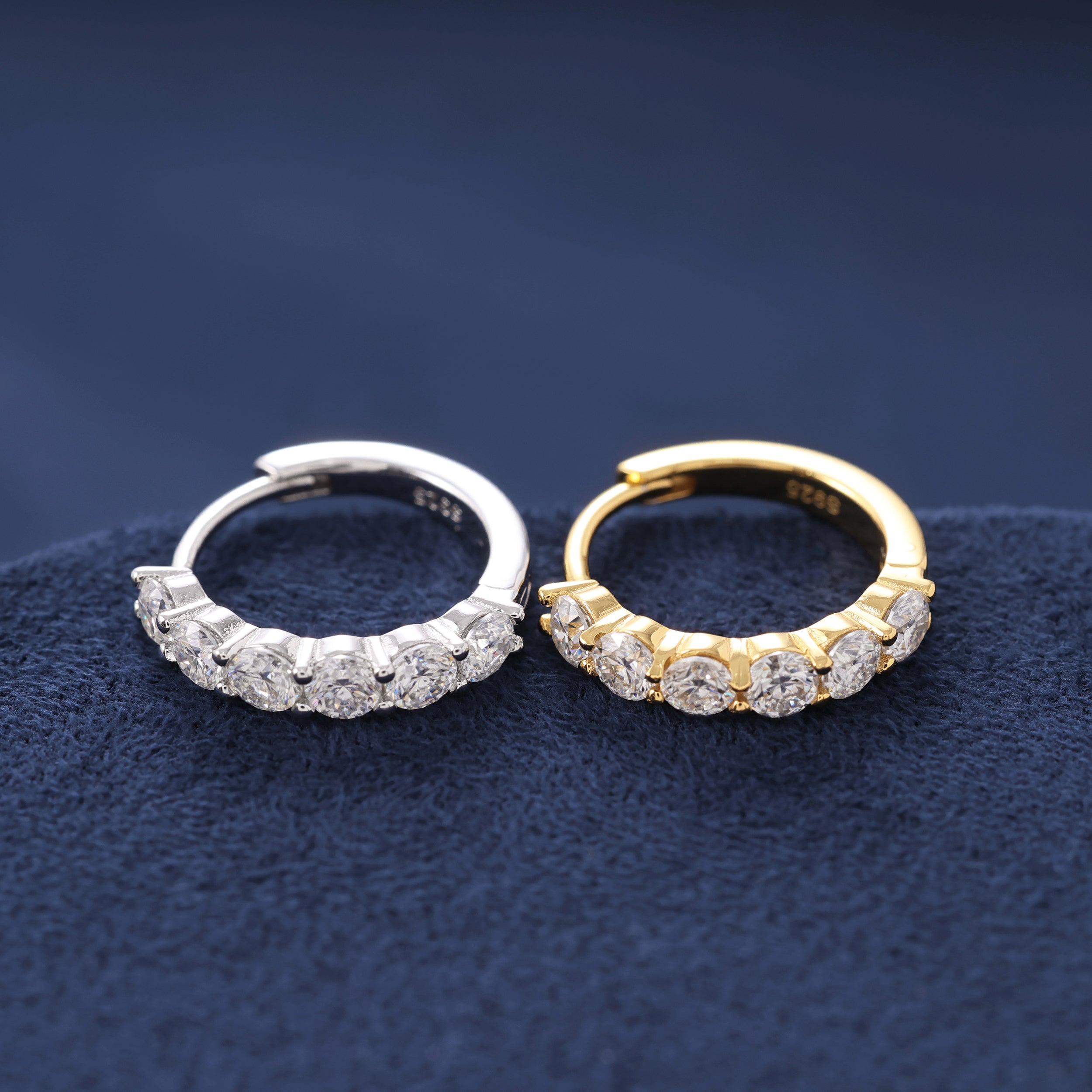 Moissanite Single Row Hoop Earrings in 925 Silver